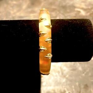 Alexis Bittar Lucite Gold Hinged Bangle with Gold Studs